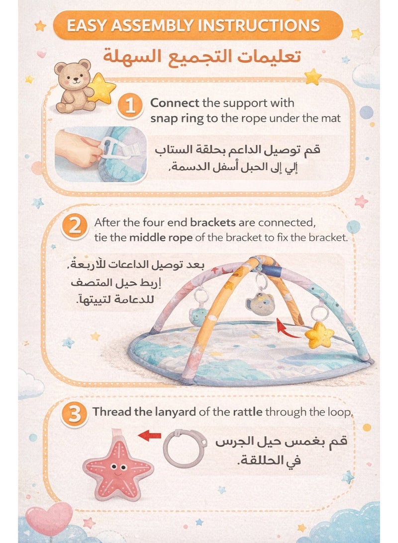 Baby Play Gym Mat Whale Blue, 0M+, Detachable Hanging Toys, Press-to-Sound, Mirror, 75×52cm - Image 5